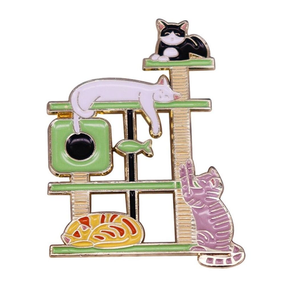 Cats On Cat Tree Cat Castle Enamel Pins 24-1
